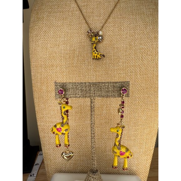 Betsey Johnson "A Day At The Zoo" Giraffe Necklace & Earrings Set RARE - Picture 13 of 16